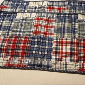 Nautica Pillow Shams Set Of 2 King Quilted Patchwork Floral Cotton Linen Blend